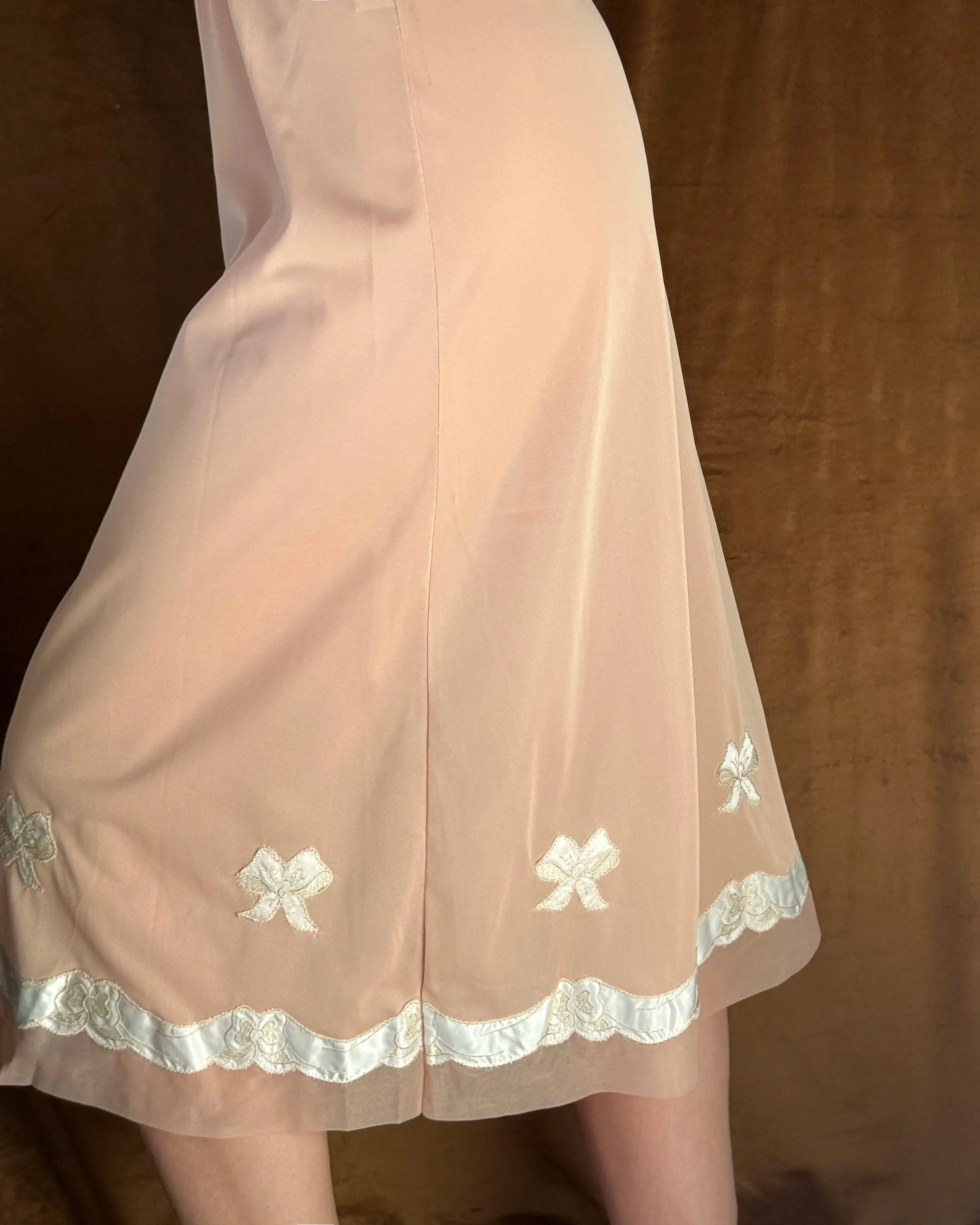 Vintage 1950s Bow Appliqué Slip Skirt Deadstock