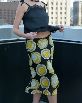 Vintage Italian Bias-Cut Chiffon Printed Skirt