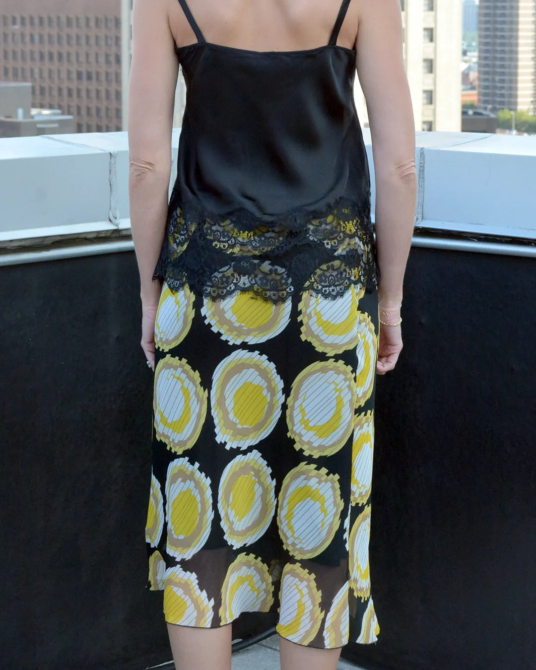 Vintage Italian Bias-Cut Chiffon Printed Skirt