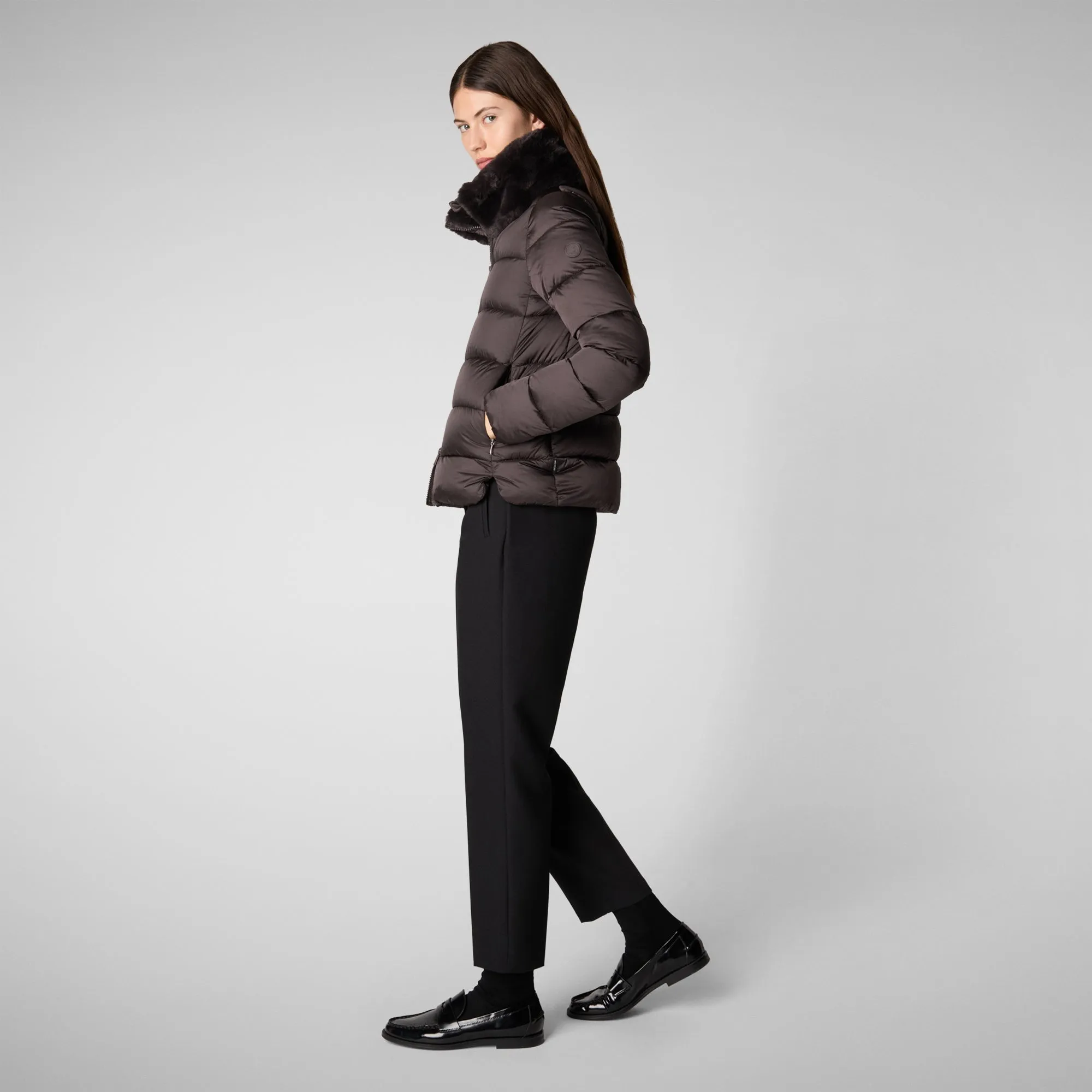 Women's animal free Puffer jacket mei in brown black