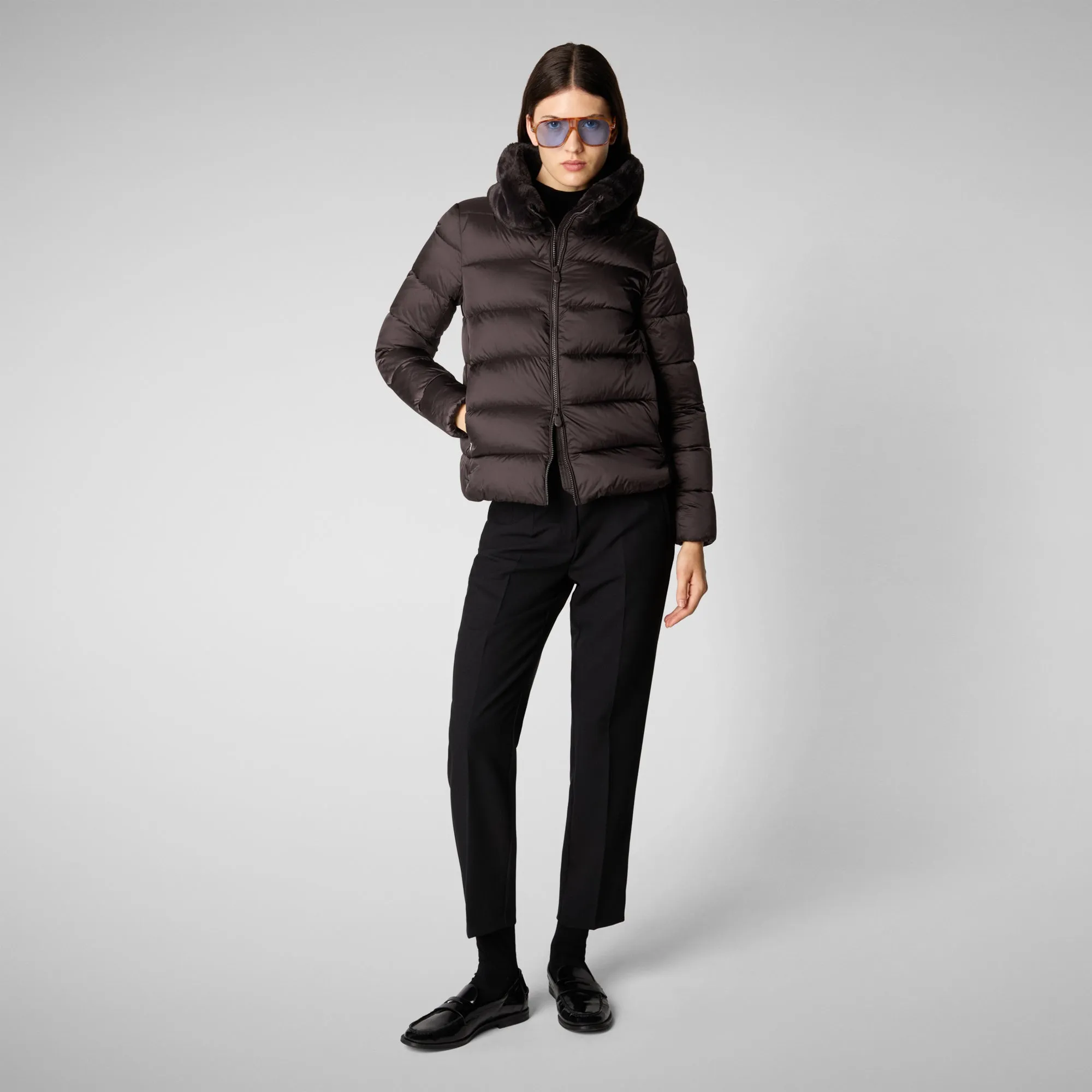 Women's animal free Puffer jacket mei in brown black