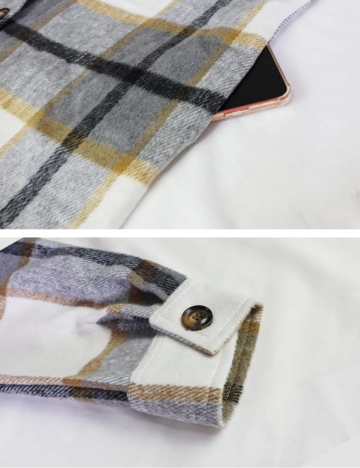 Women's Button up Long Sleeve Plaid Shirt Jacket