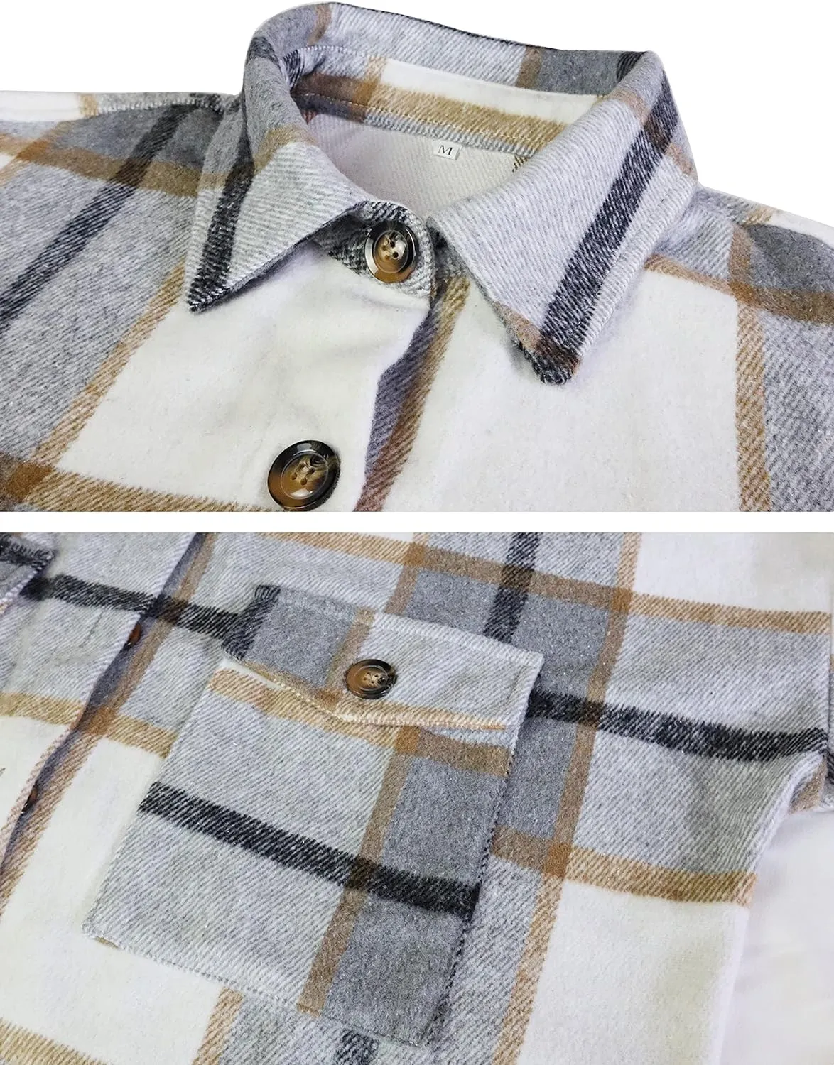 Women's Button up Long Sleeve Plaid Shirt Jacket