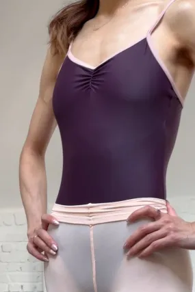 Women's Haina Camisole Leotard - Cherry Noir with oyster straps